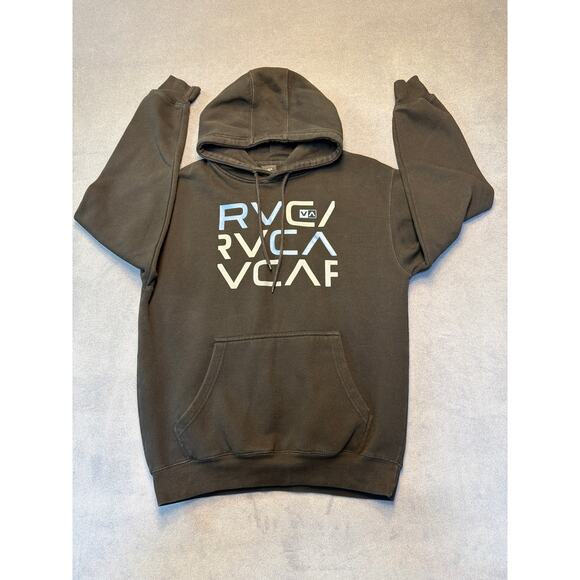 RVCA Other - RVCA Hoodie Mens Medium Black Pullover Fleece Sweatshirt Graphic Logo Front